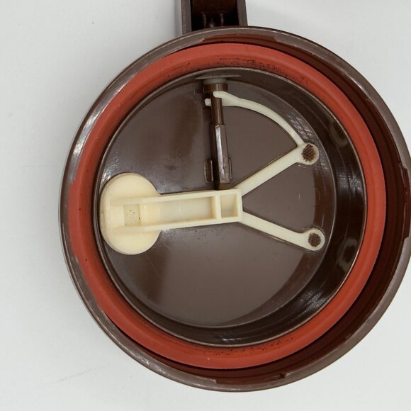 Vintage Thermo-Serv Insulated Striped Mug With Lid Brown Woodgrain Design 12 Oz - Picture 7 of 11